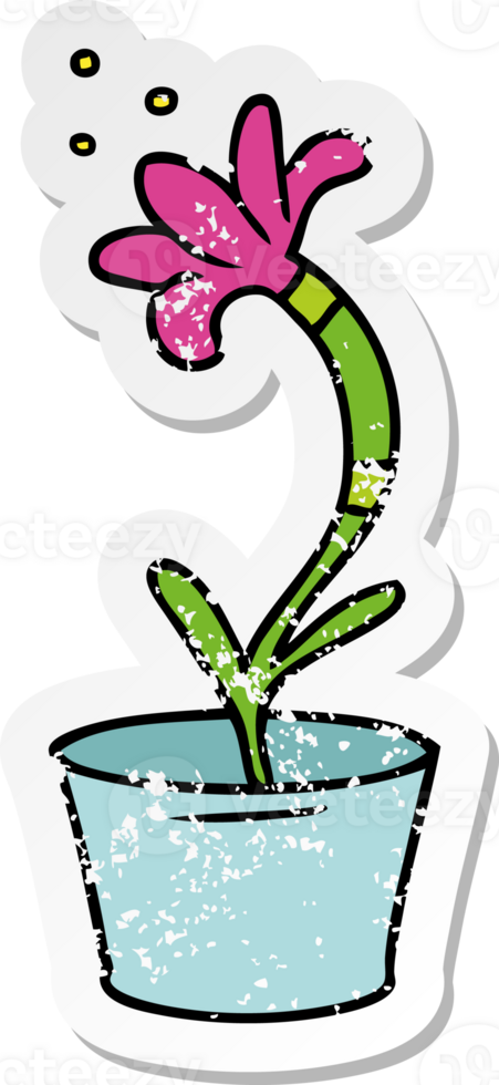 hand drawn distressed sticker cartoon doodle of a house plant png