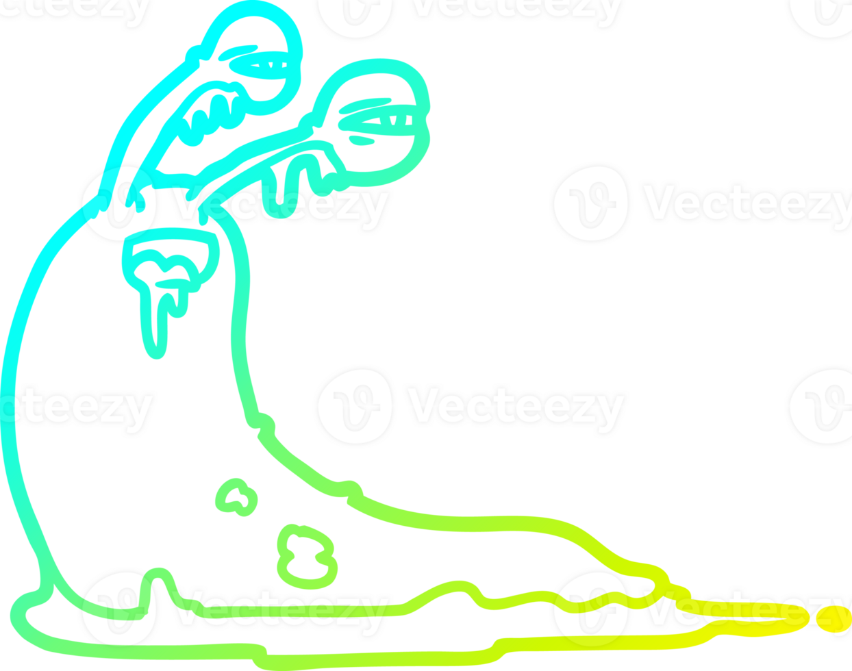 cold gradient line drawing of a gross cartoon slug png