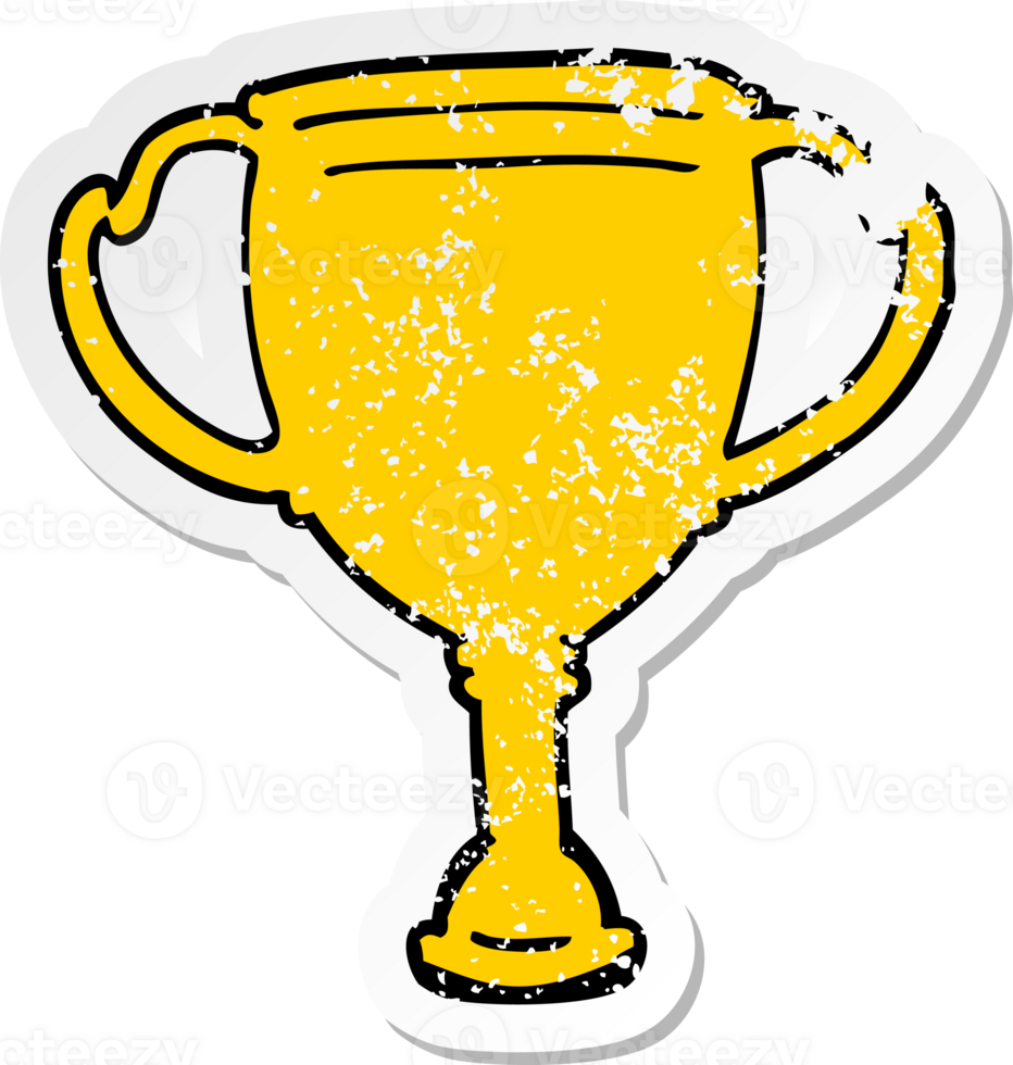 distressed sticker of a cartoon sports trophy png