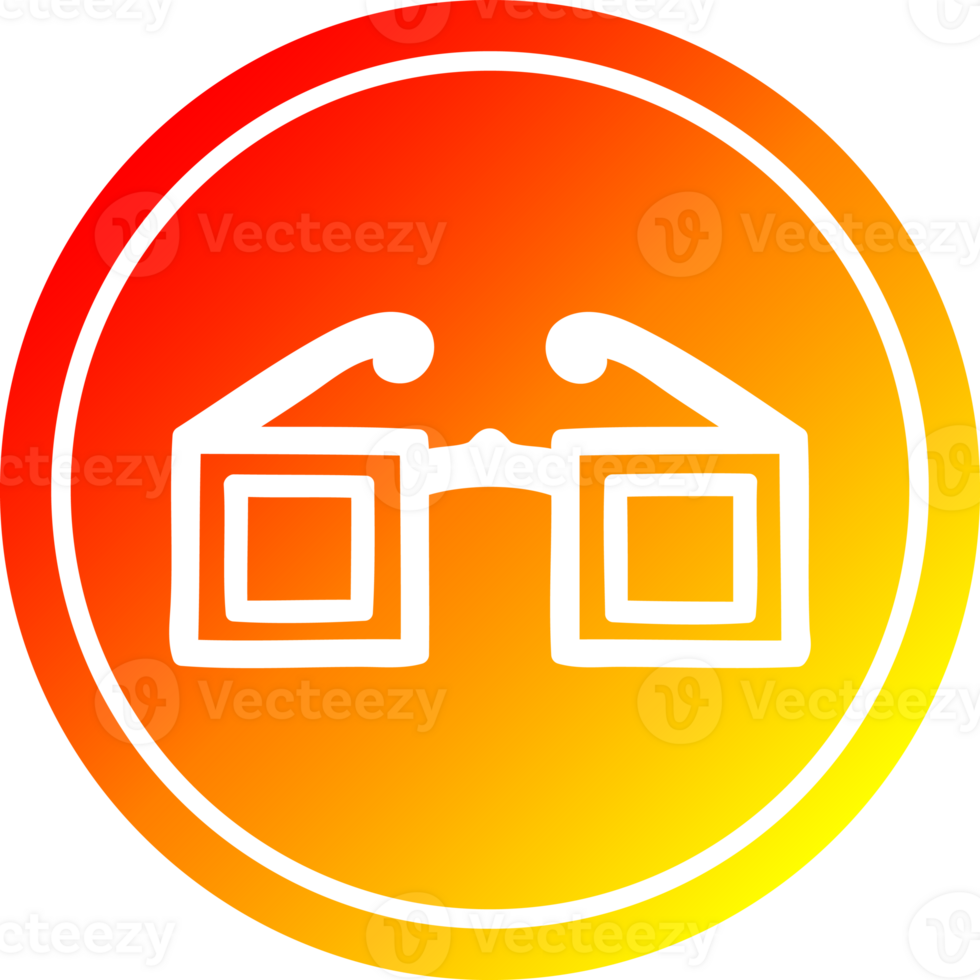 square glasses circular icon with warm gradient finish png