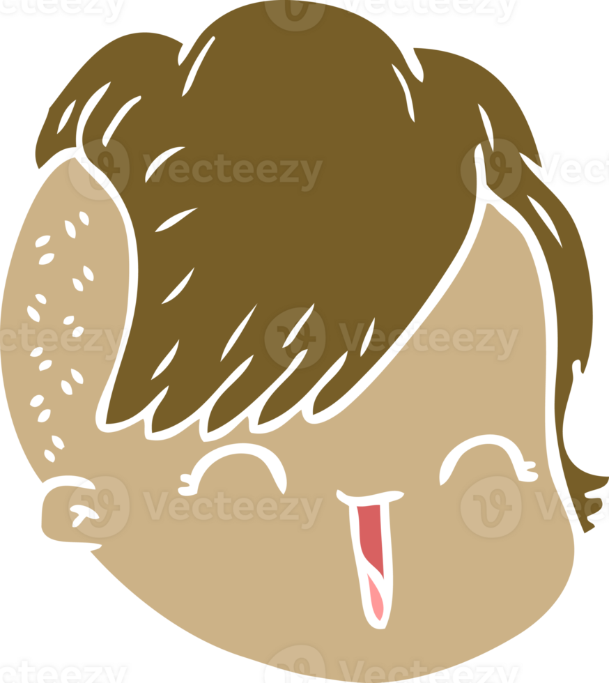 flat color style cartoon female face png