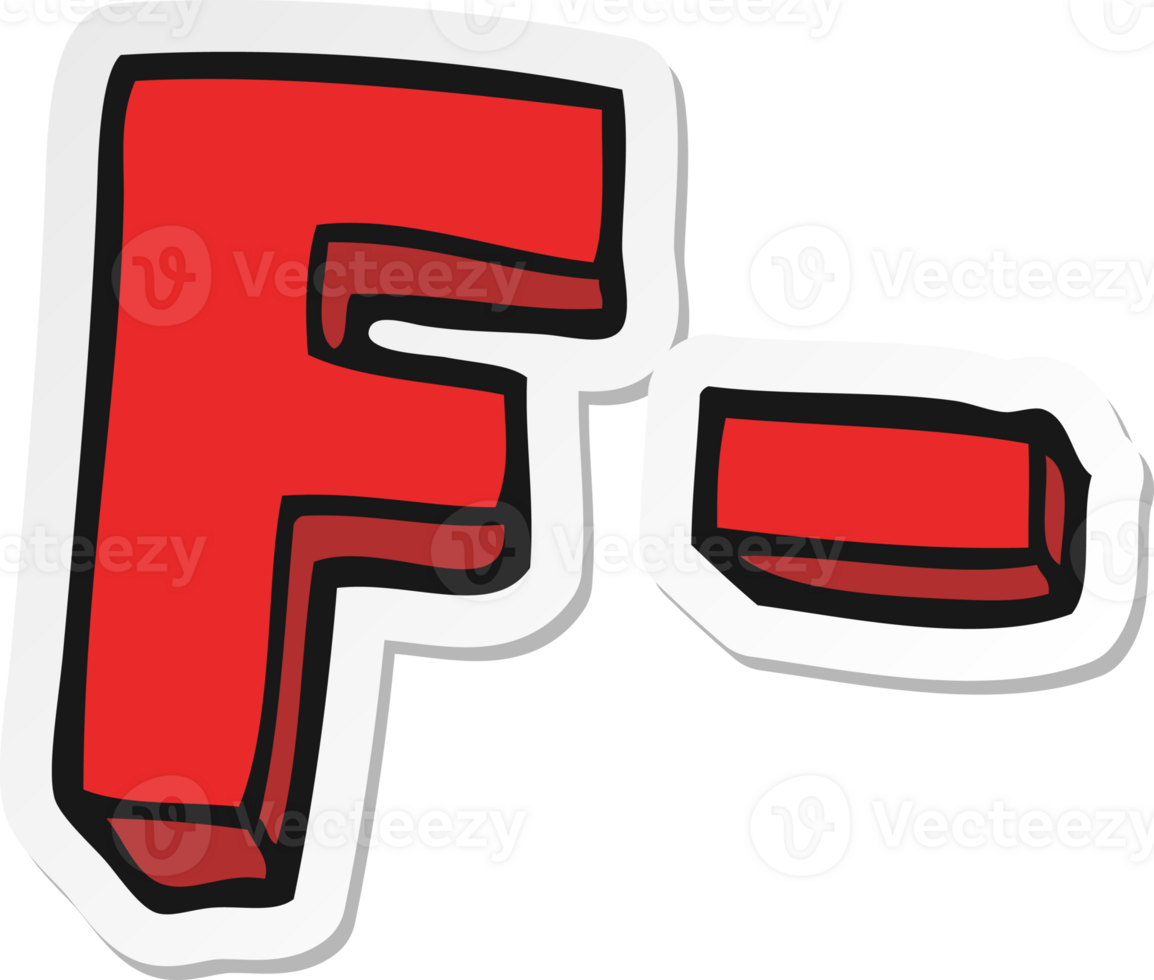 sticker of a cartoon F grade png