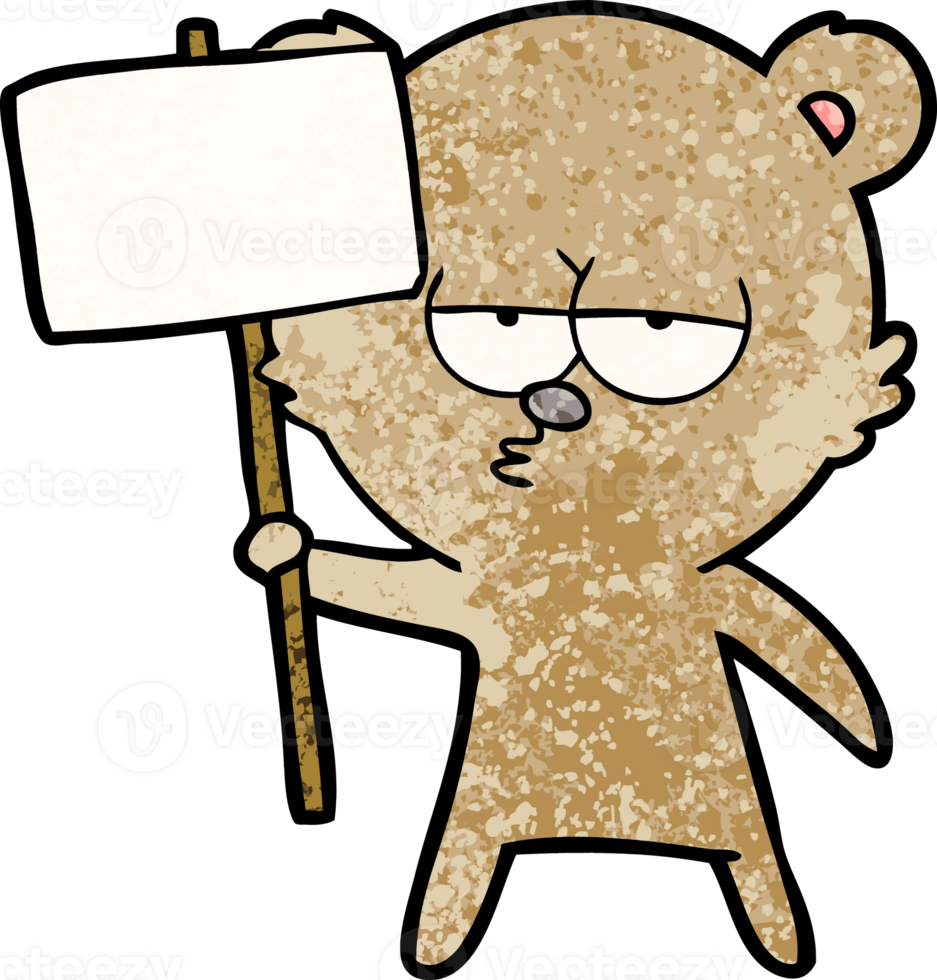 bear cartoon chraracter with protest sign png