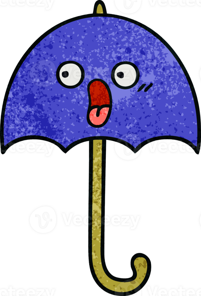 retro grunge texture cartoon of a umbrella png