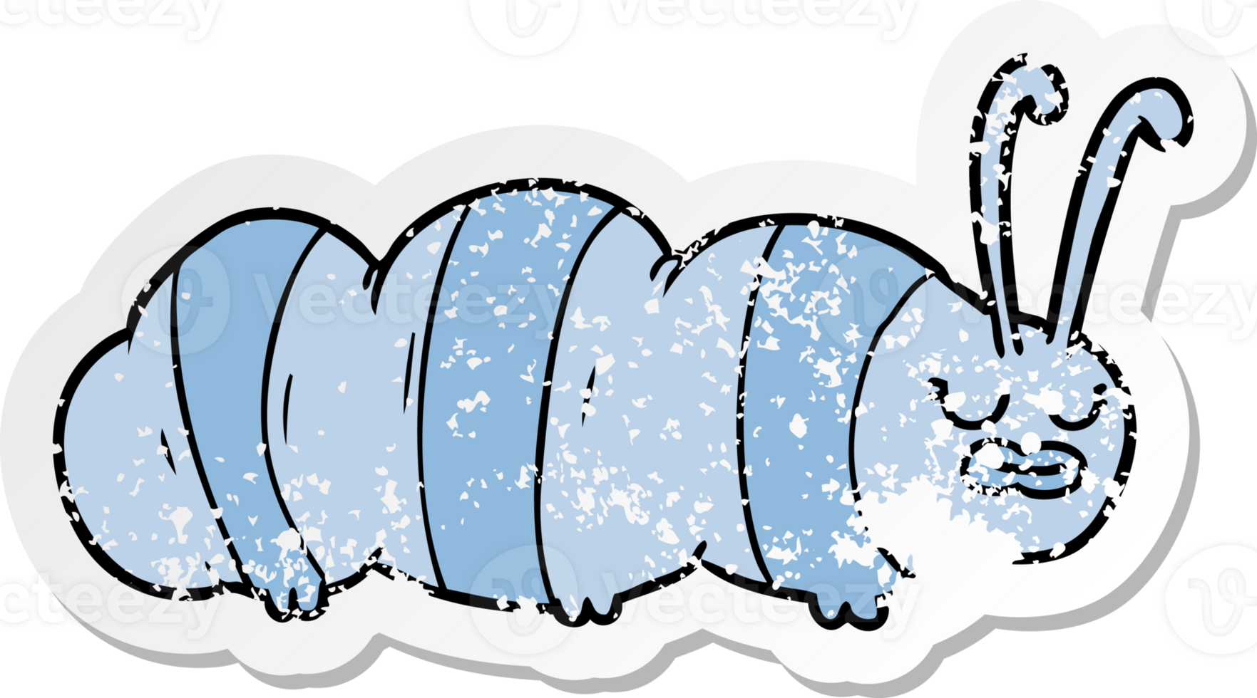distressed sticker of a funny cartoon bug png