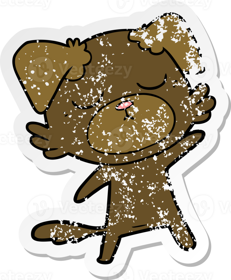 distressed sticker of a cute cartoon dog png
