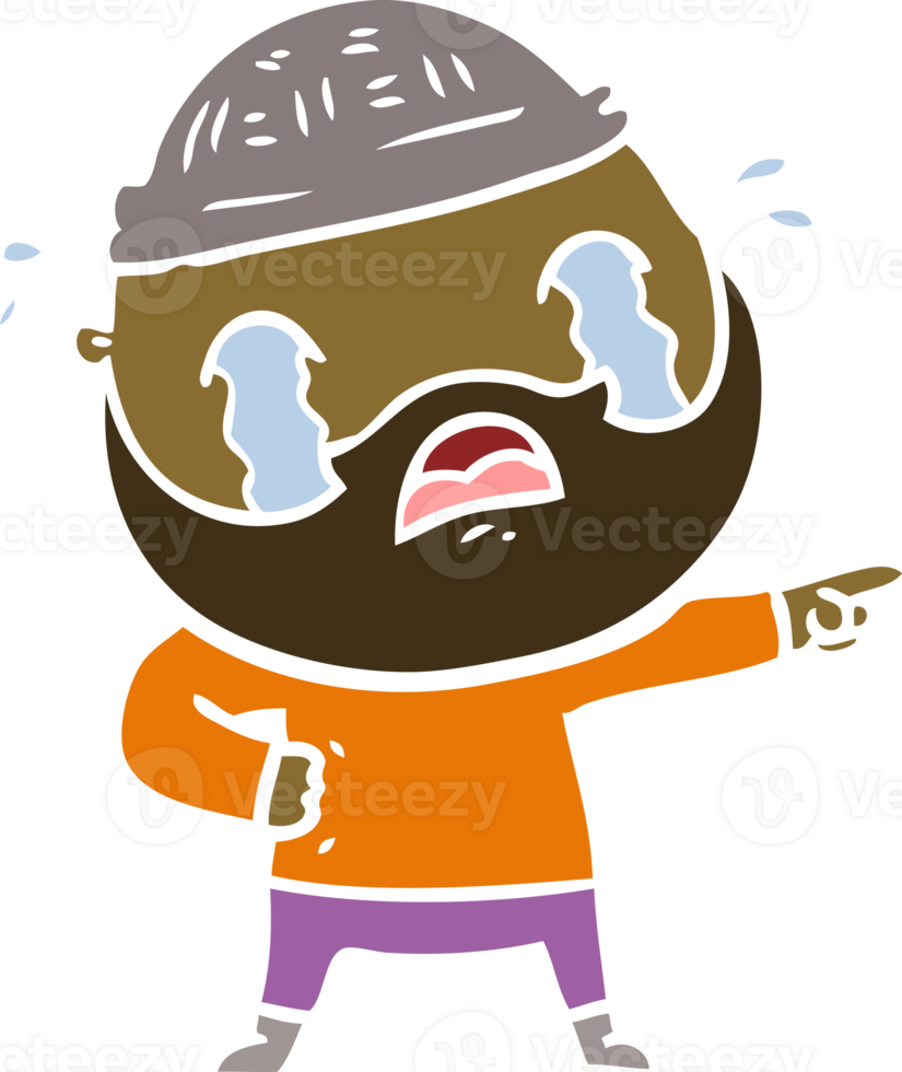 flat color style cartoon bearded man crying png