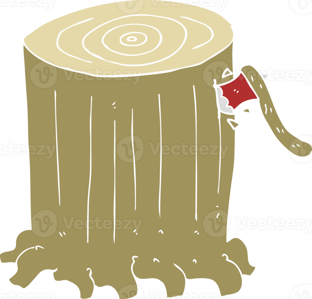flat color illustration of big tree stump png