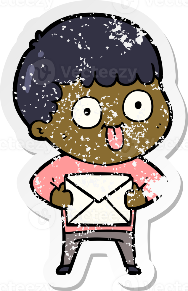 distressed sticker of a cartoon man staring png