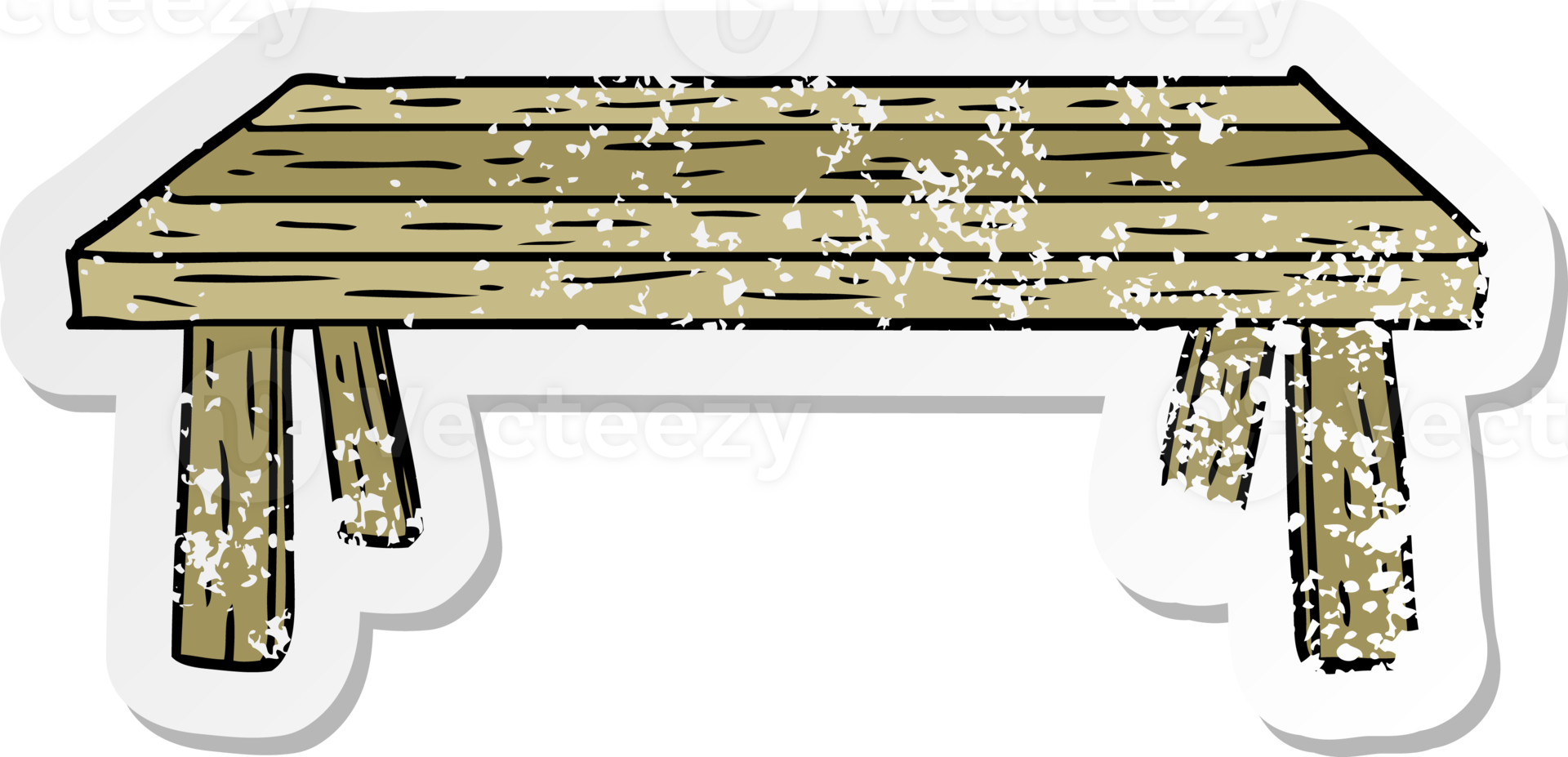 distressed sticker of a cartoon table png