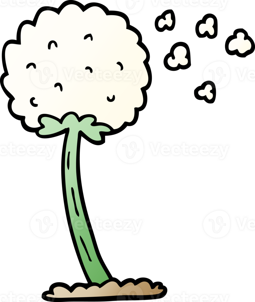 gradient illustration cartoon dandelion blowing in wind png
