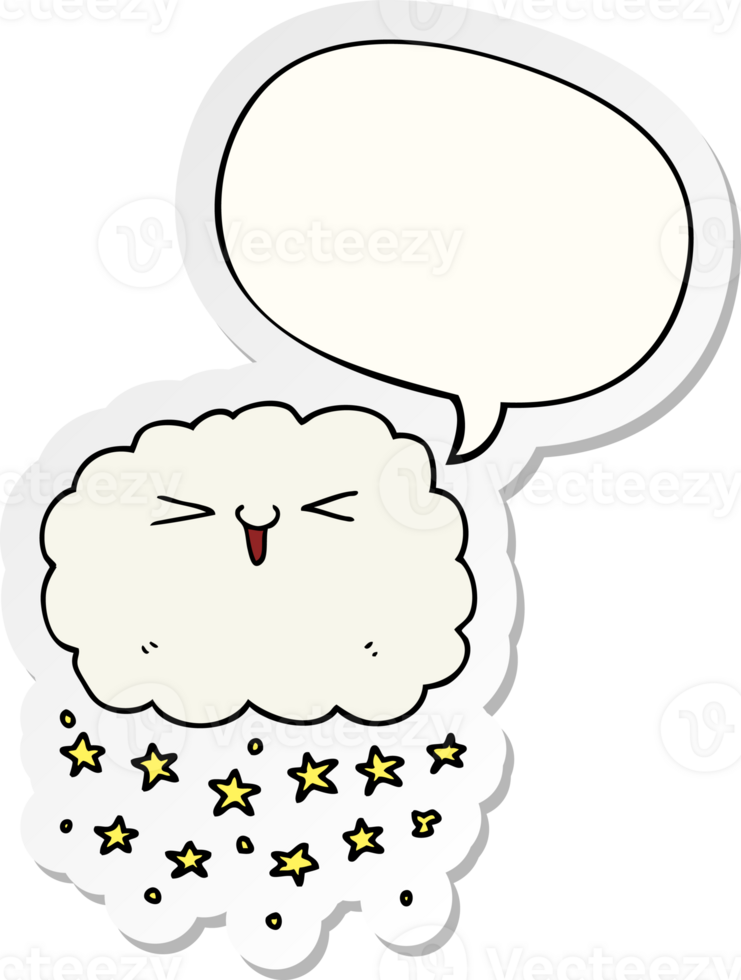 happy cartoon cloud with speech bubble sticker png