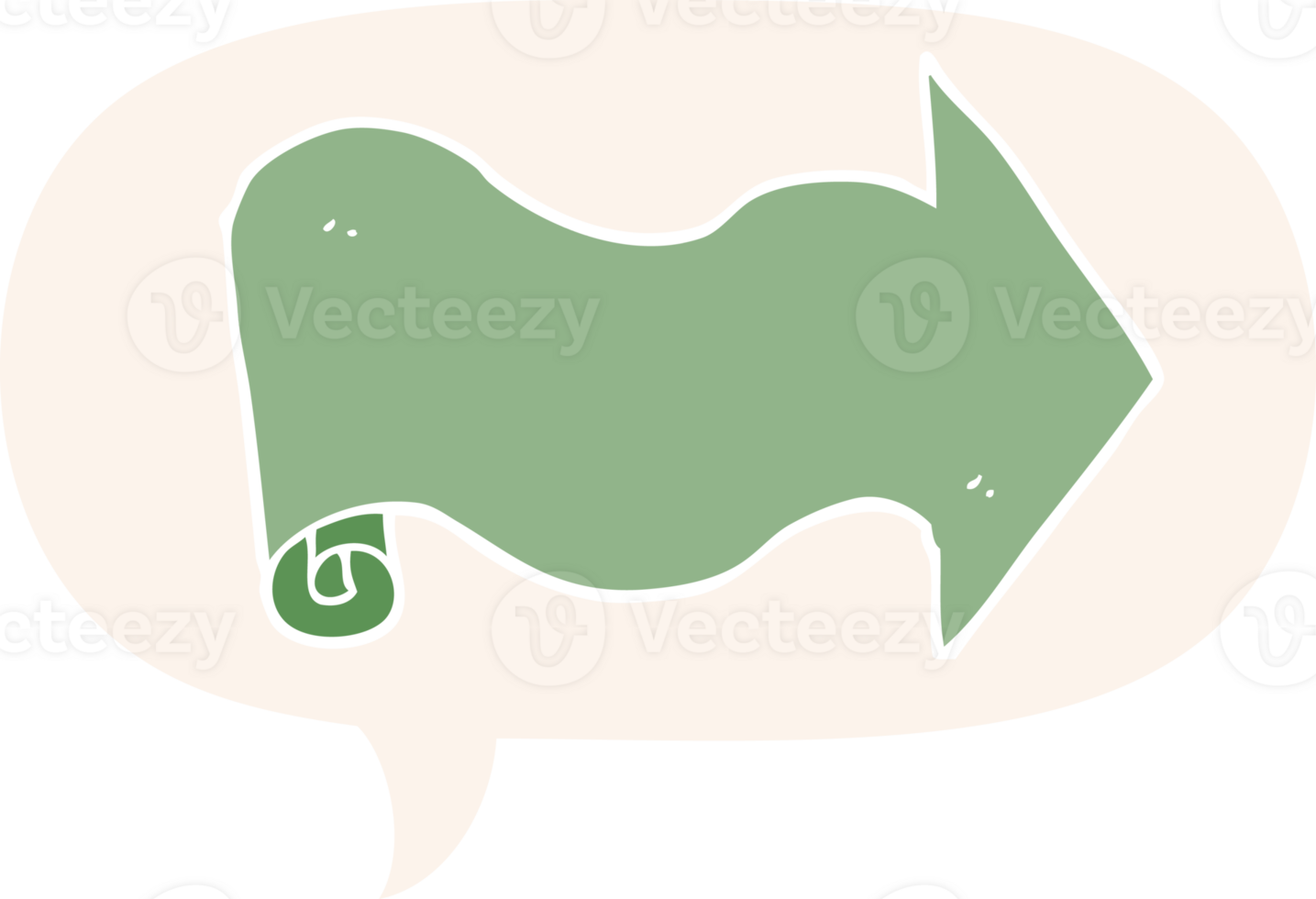 cartoon arrow with speech bubble in retro style png