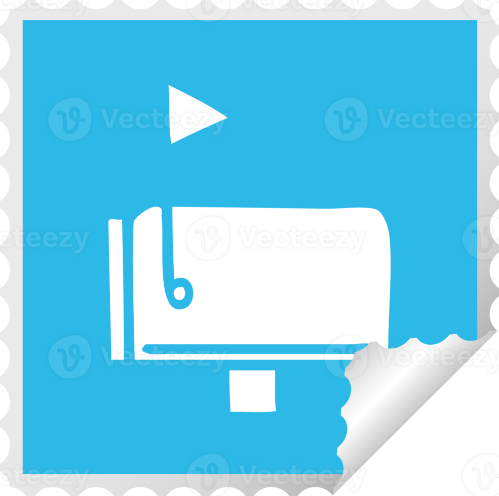 square peeling sticker cartoon of a mail box png