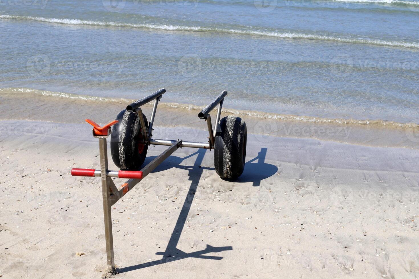 Sandy beach on the shores of the Mediterranean Sea in northern Israel. photo