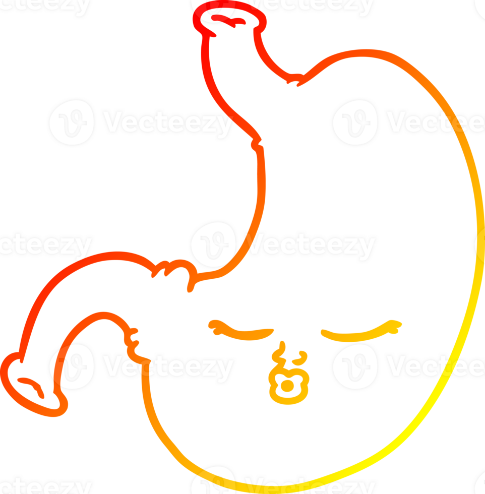 warm gradient line drawing of a cartoon stomach png