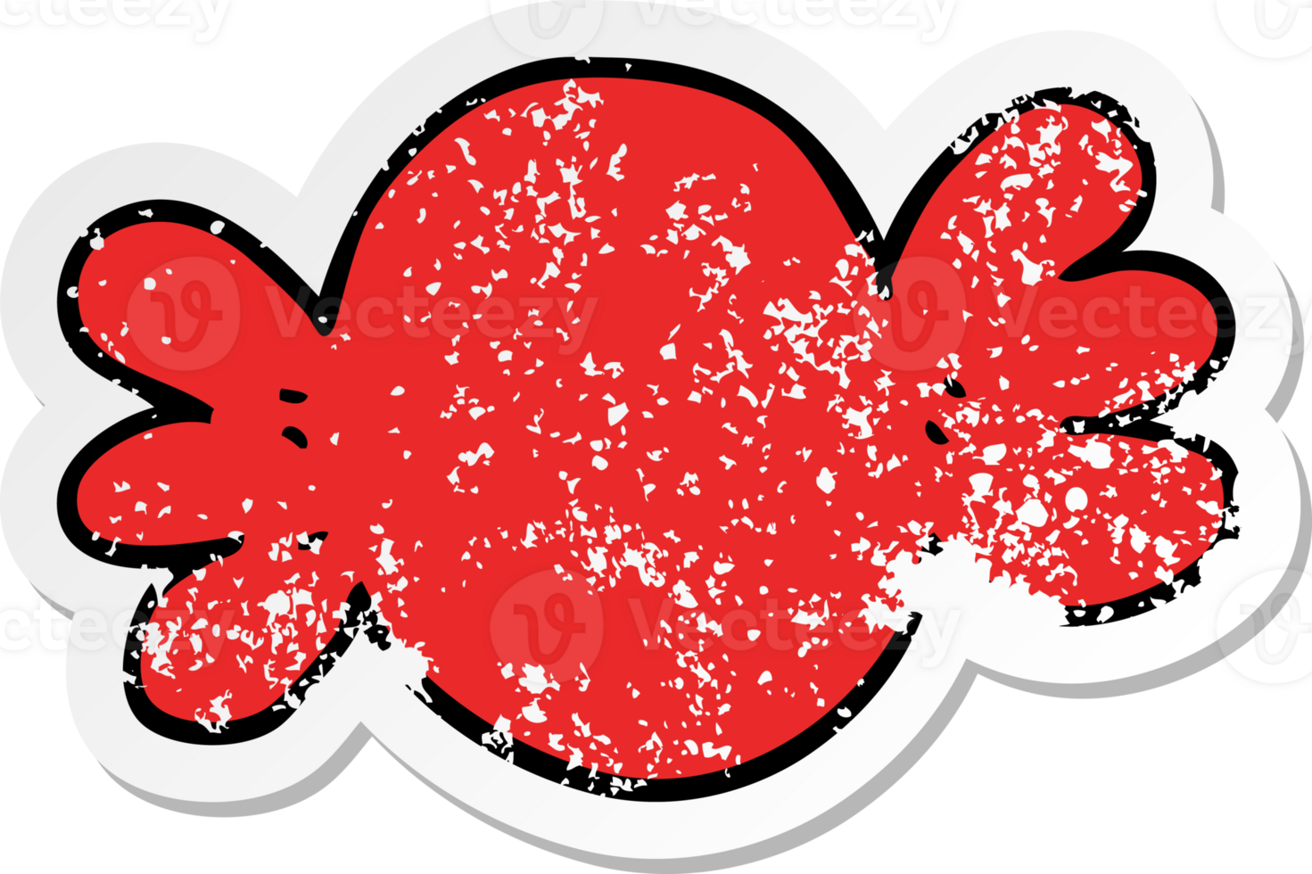 distressed sticker of a cartoon wrapped candy png