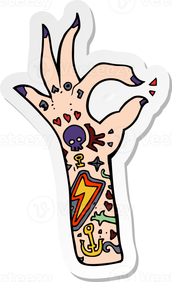 sticker of a cartoon tattoo arm png