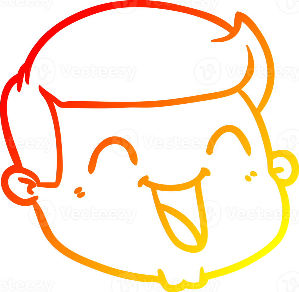 warm gradient line drawing of a happy cartoon male face png