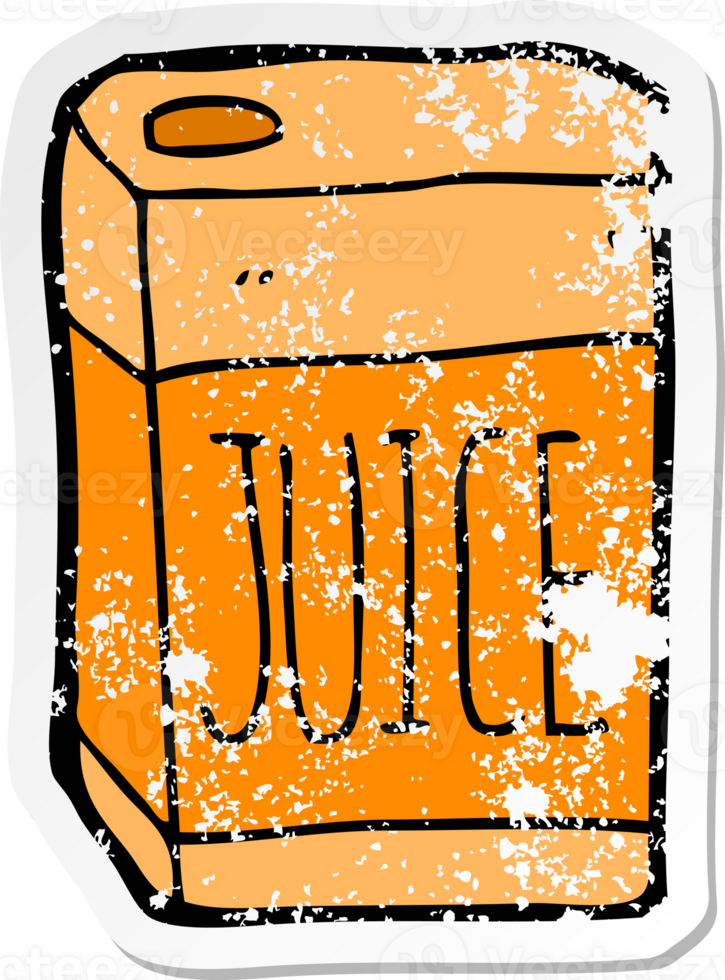 distressed sticker of a cartoon juice box png