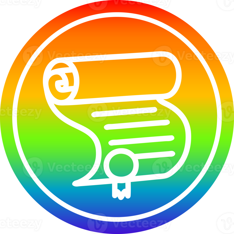 diploma certificate circular icon with rainbow gradient finish png