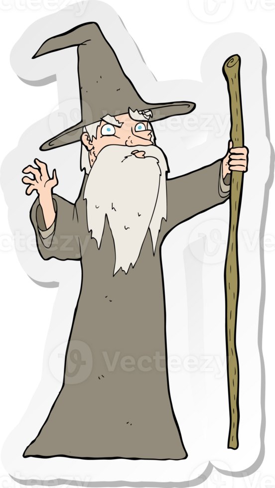 sticker of a cartoon old wizard png