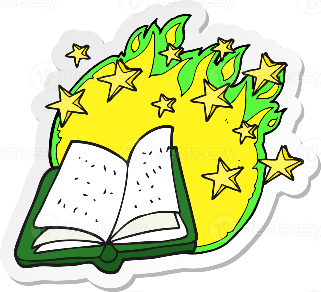 sticker of a cartoon magic spell book png