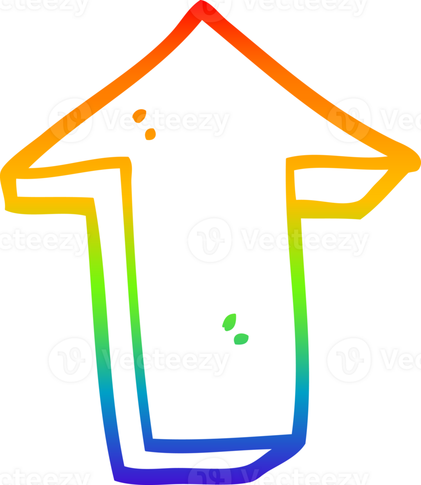 rainbow gradient line drawing of a cartoon arrow pointing direction png