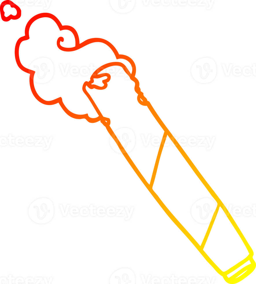 warm gradient line drawing of a cartoon smoking joint png
