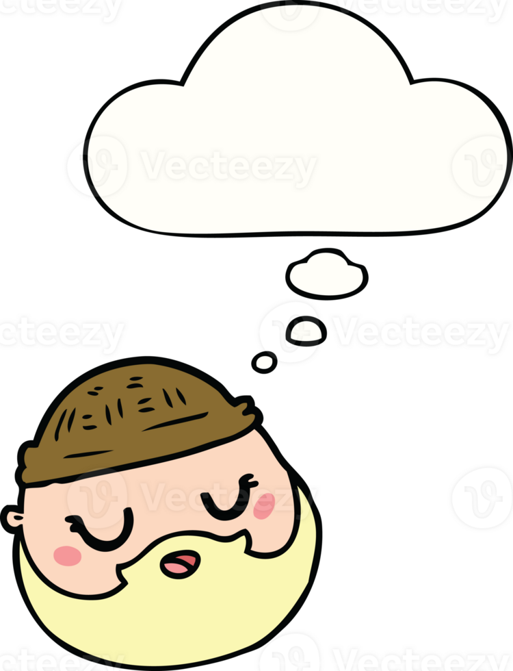 cartoon male face with beard with thought bubble png
