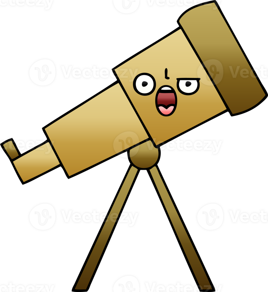 gradient shaded cartoon of a telescope png