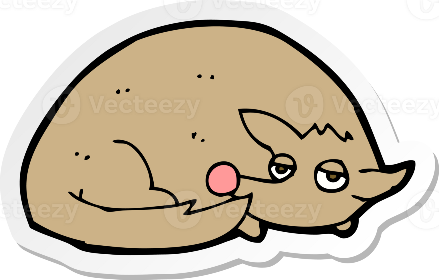 sticker of a cartoon curled up dog png
