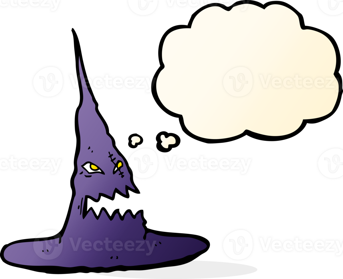cartoon spooky witches hat with thought bubble png