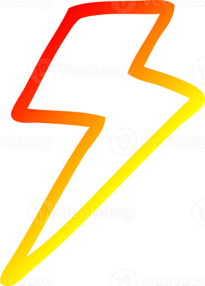 warm gradient line drawing of a cartoon lightning bolt png