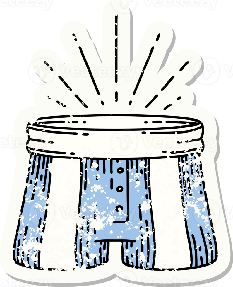 worn old sticker of a tattoo style pair of shorts png