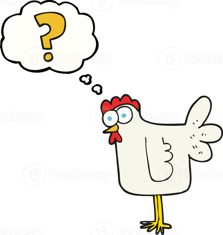 hand drawn thought bubble cartoon confused chicken png