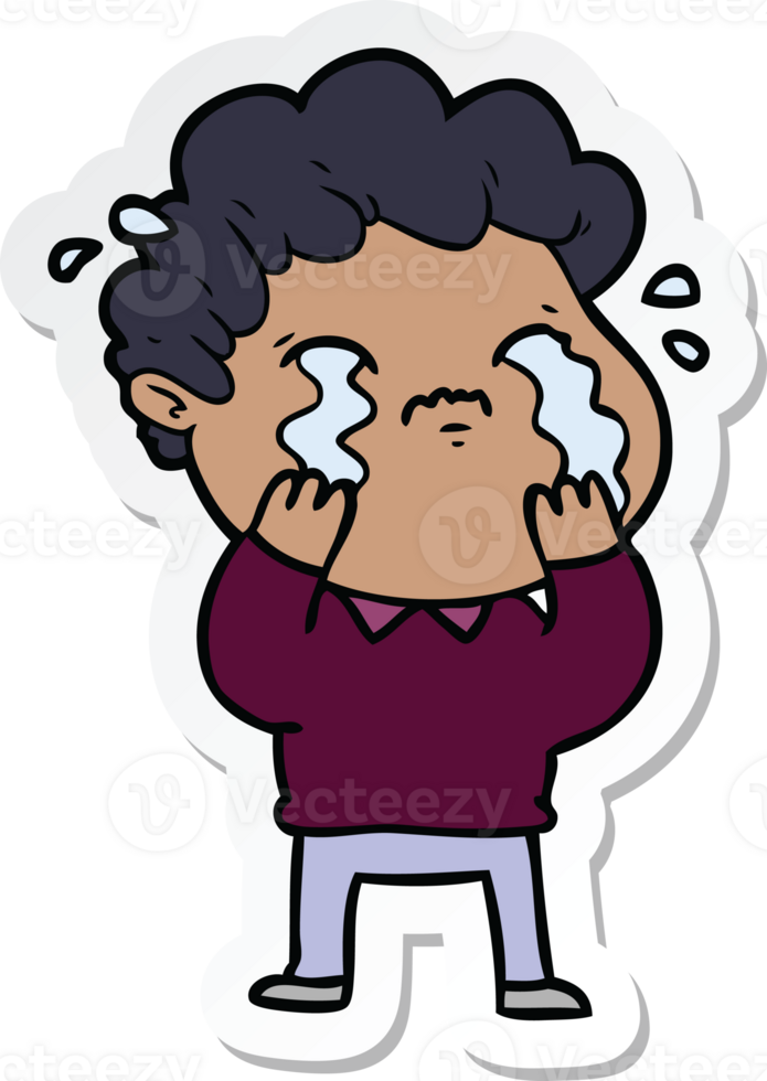 sticker of a cartoon man crying png