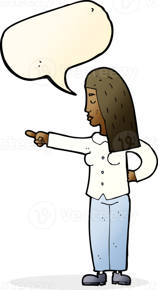 cartoon woman pointing with speech bubble png