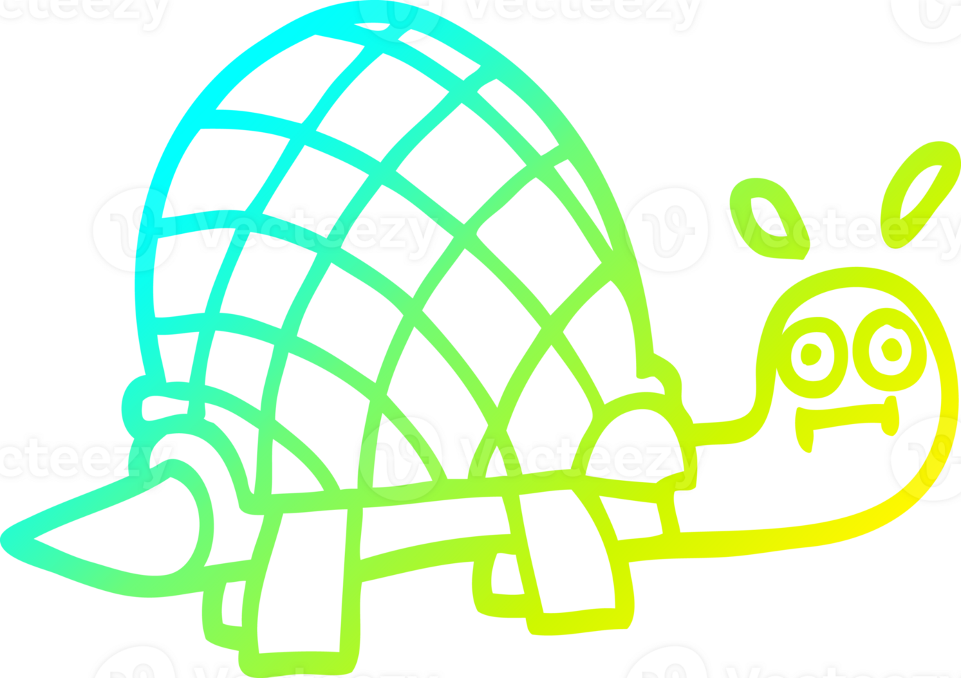 cold gradient line drawing of a cartoon funny tortoise png