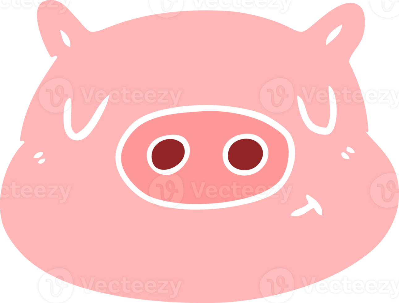 flat color style cartoon pig face png