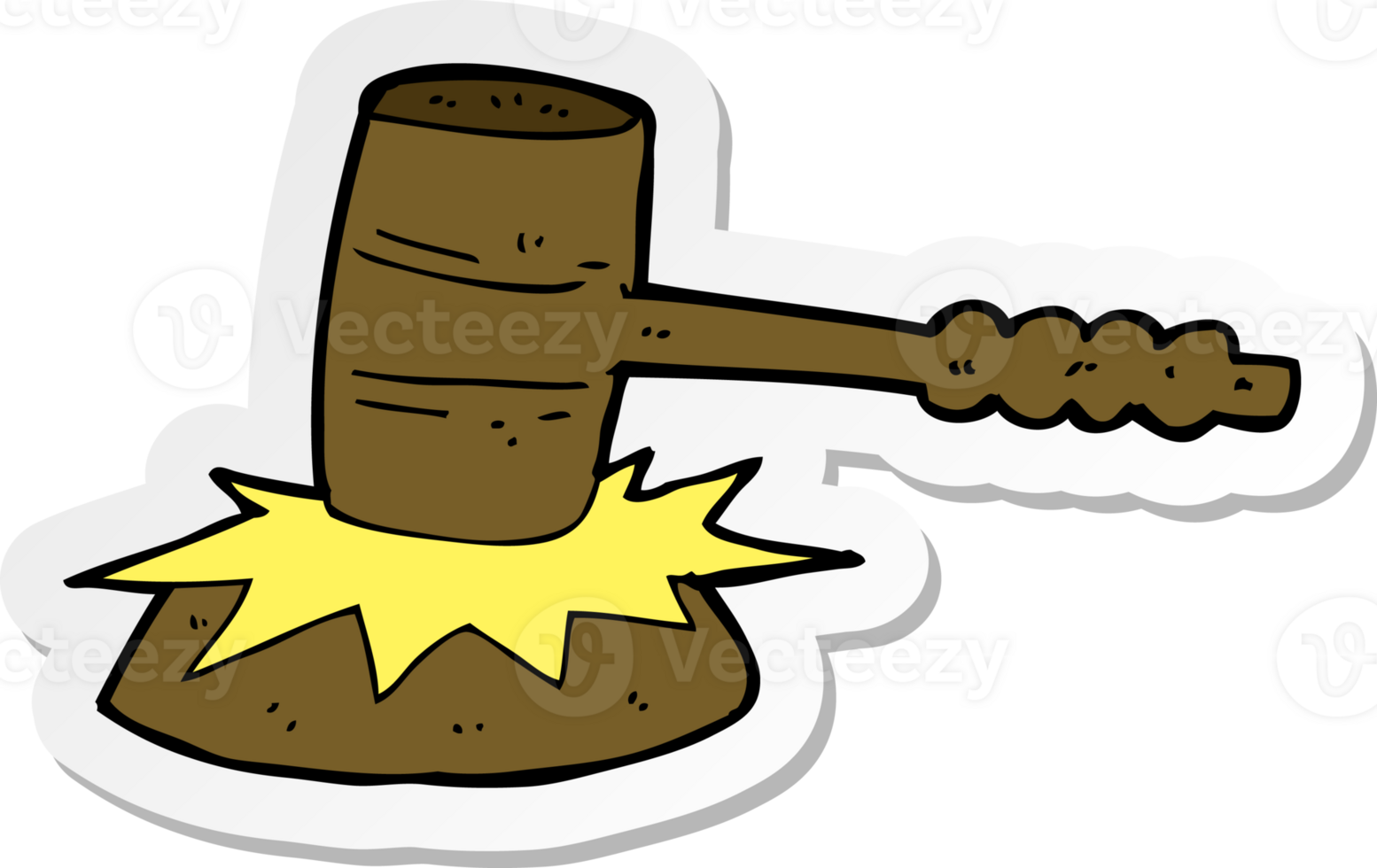sticker of a cartoon gavel banging png