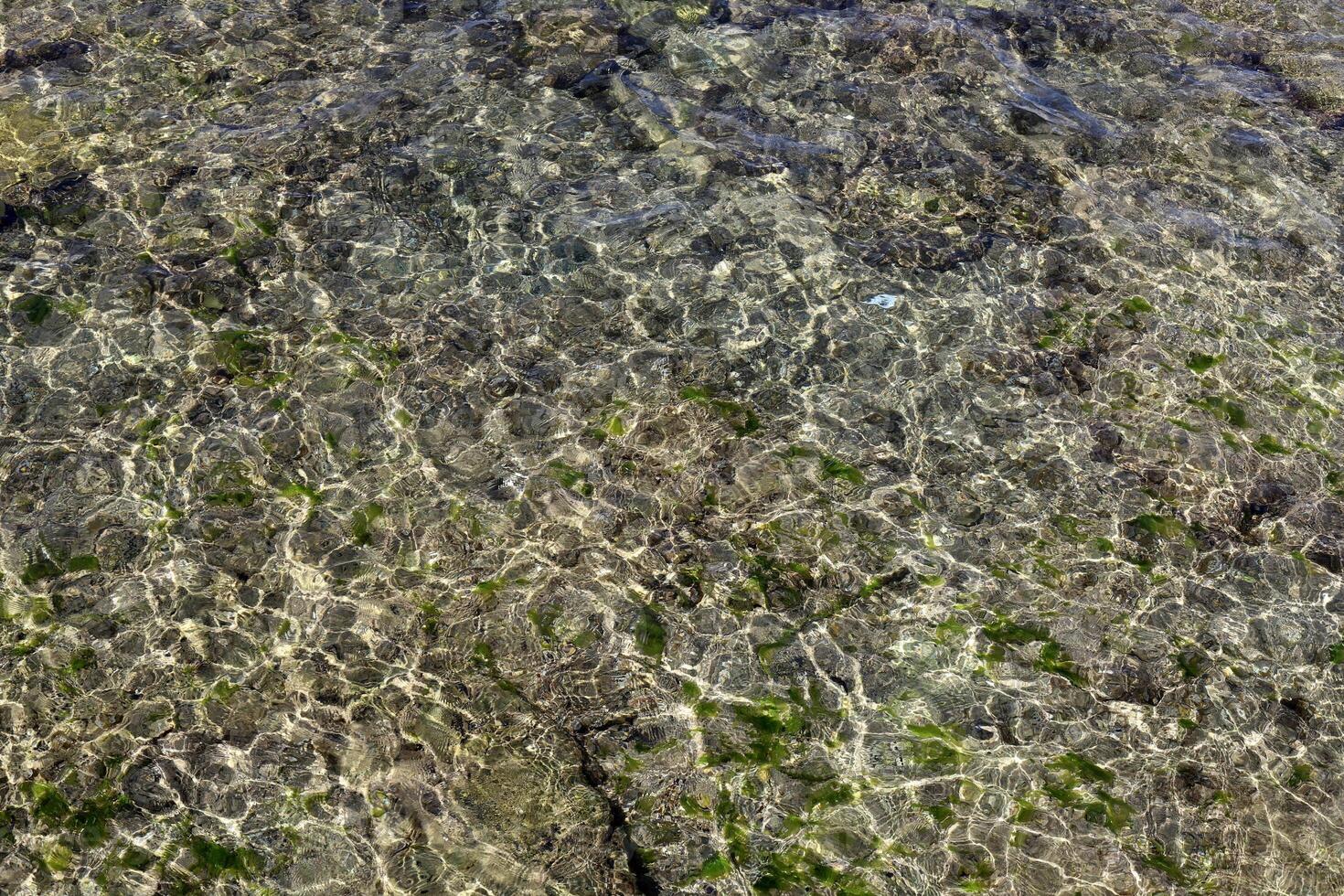 The color of water in the Mediterranean Sea in shallow water. Natural abstract background. photo