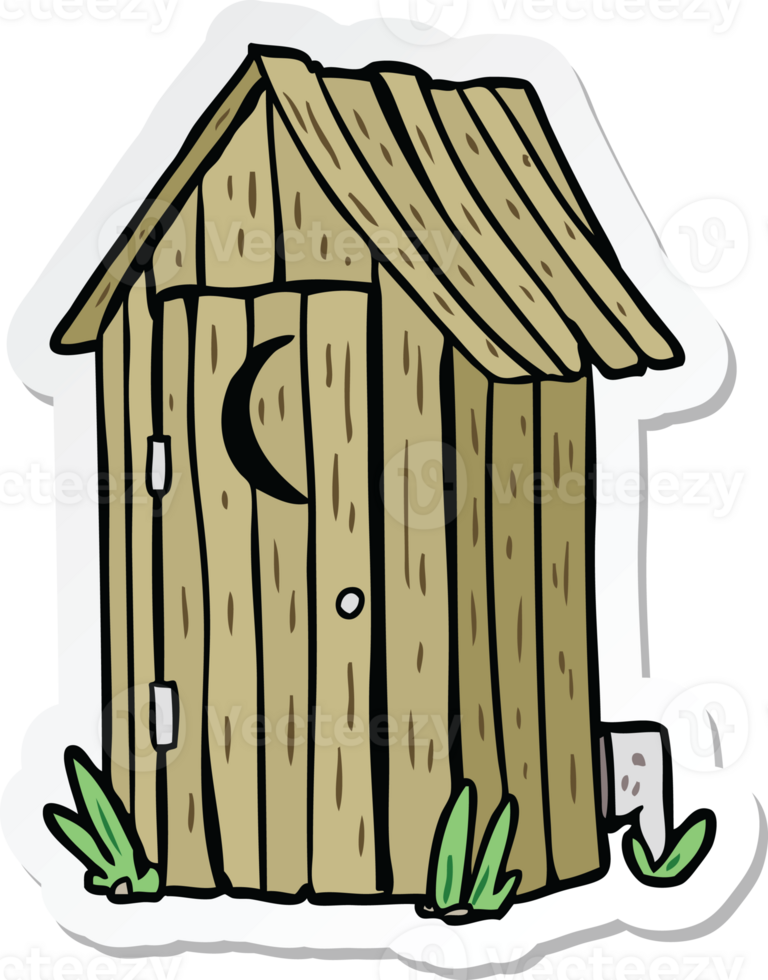 sticker of a cartoon outdoor toilet png