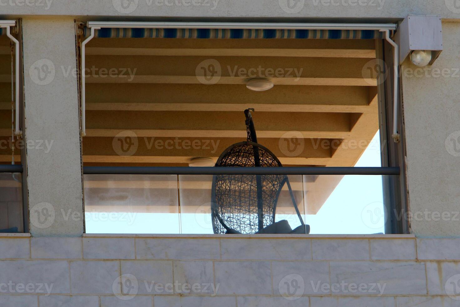 Balcony, close-up, as an architectural detail during housing construction in Israel photo