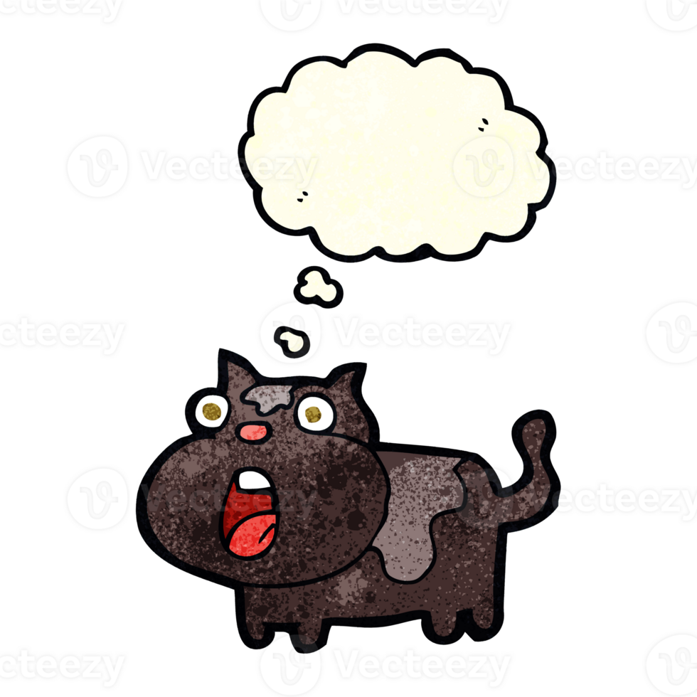 cartoon shocked cat with thought bubble png