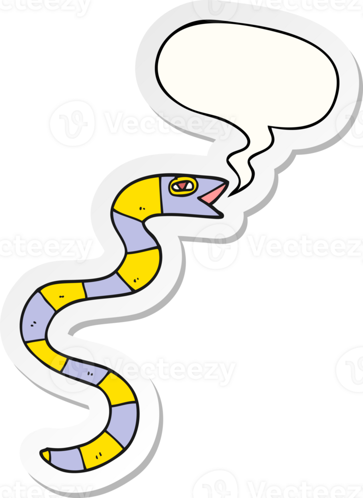 hissing cartoon snake with speech bubble sticker png