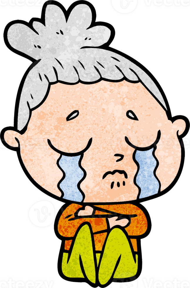 dessin animé femme qui pleure étreint png