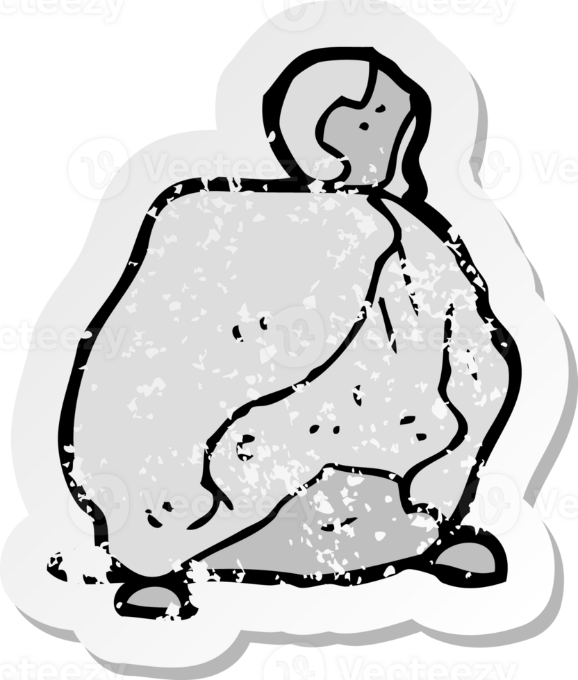 retro distressed sticker of a cartoon rock png
