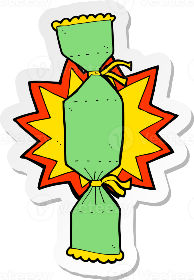 sticker of a cartoon christmas cracker png