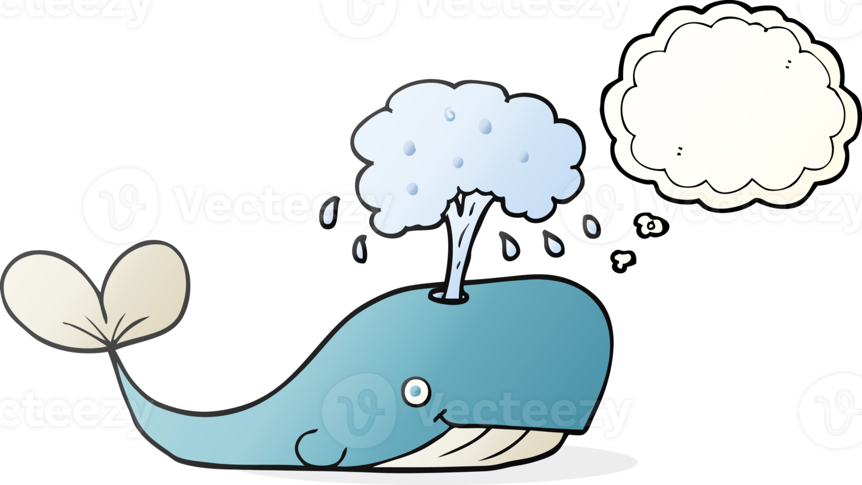 hand drawn thought bubble cartoon whale spouting water png